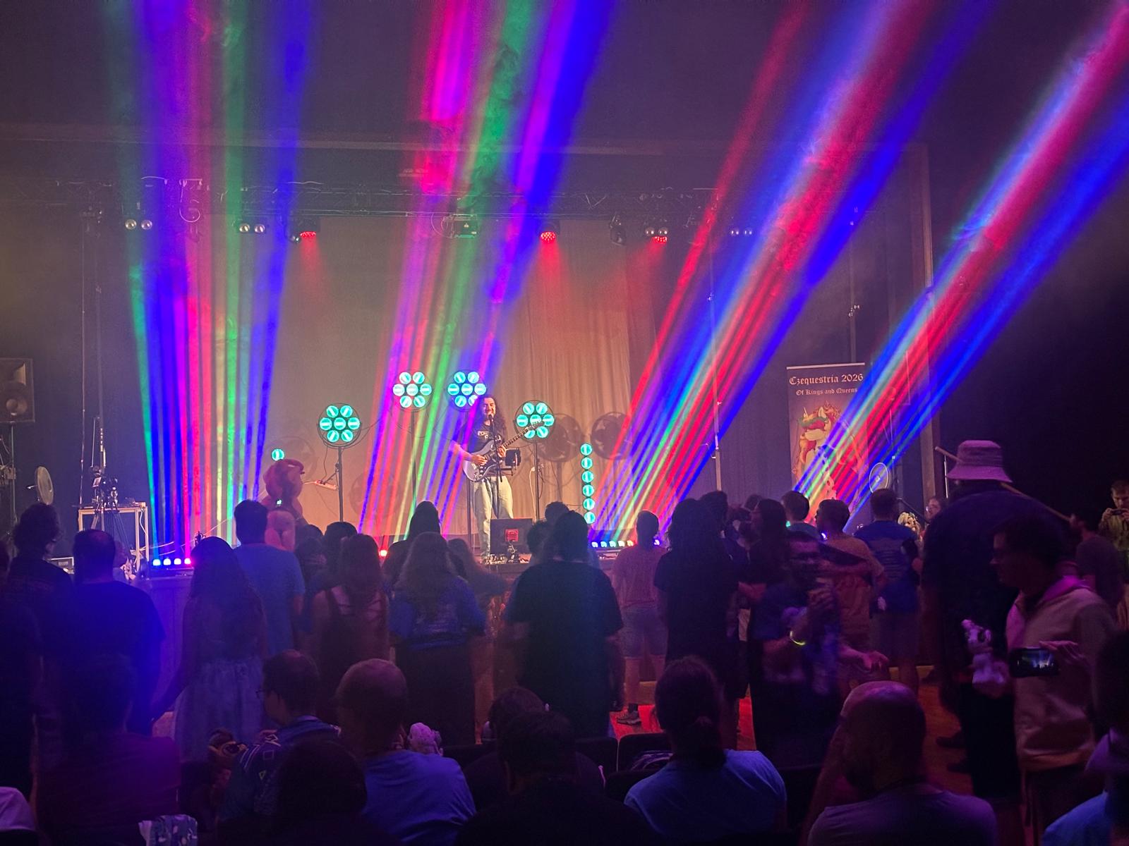 Colourful concert lighting at Czequestria 2026